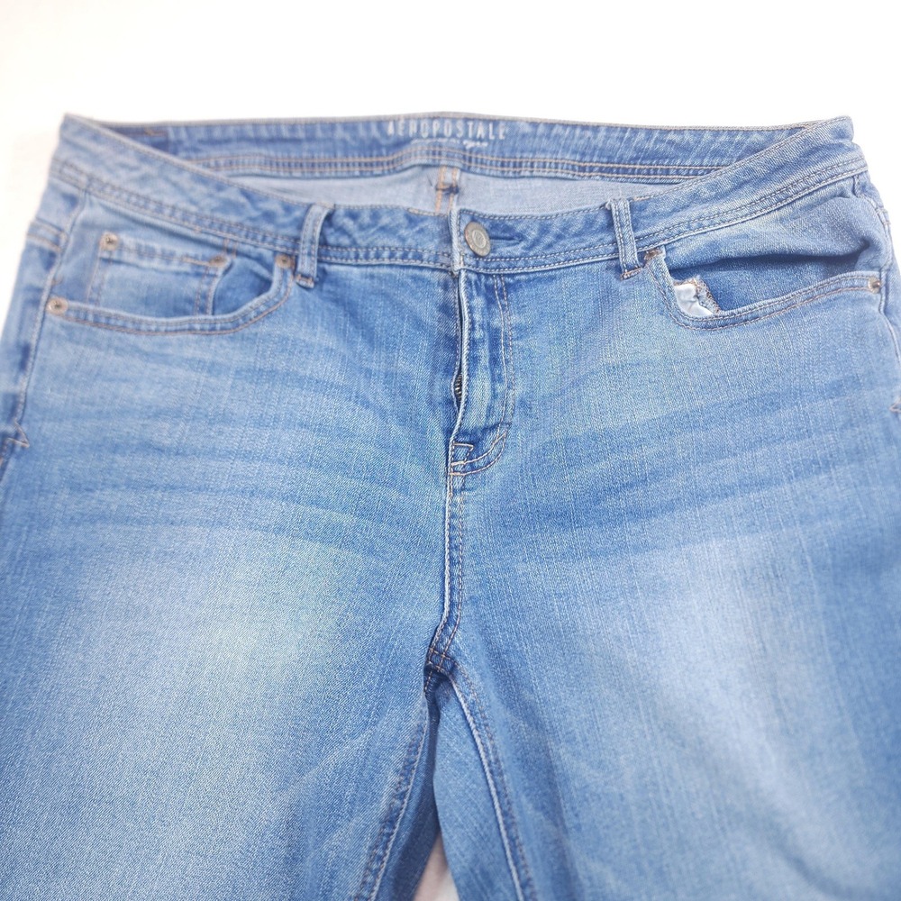 Aeropostale Womens 14 Curvy Bootcut Jeans Blue Stretch Denim 34x32 Long